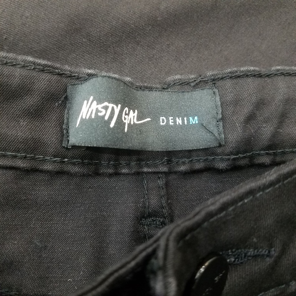 NWT Nasty Gal Jeans Womens 26 Let It Ride Black Moto Skinny - Picture 6 of 7